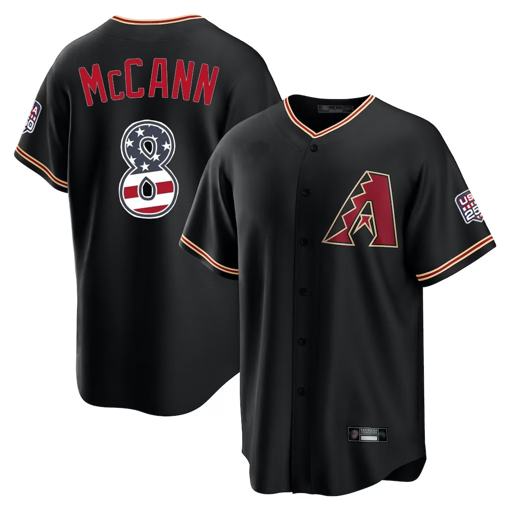Arizona Diamondbacks #8 James McCann Player Black AmberGomez USA 250 Fourth of July Game Home Stitched Jerseys