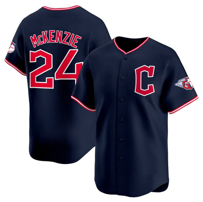 Cleveland Guardians #24 Triston McKenzie Navy AmberGomez 2025 Alternate Limited Stitched Jersey