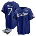 Los Angeles Dodgers #7 Blake Snell Player Royal AmberGomez City Connect Game World Series Stitched Jerseys