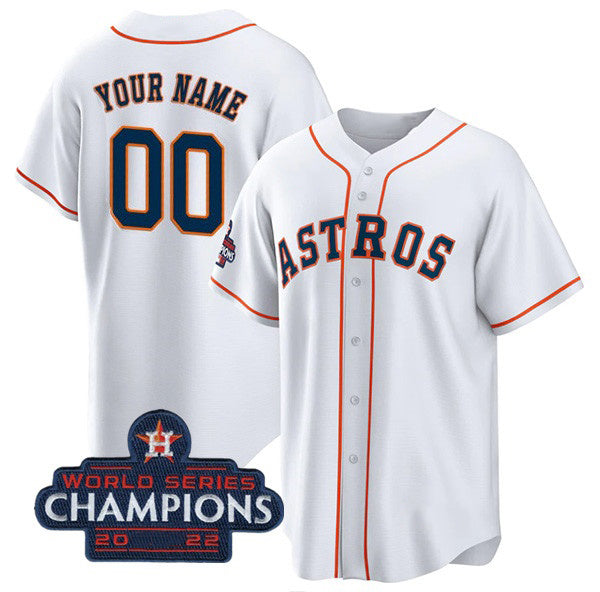 Custom Houston Astros Active Player White AmberGomez 2022 World Series Champions Cool Base Stitched Jersey
