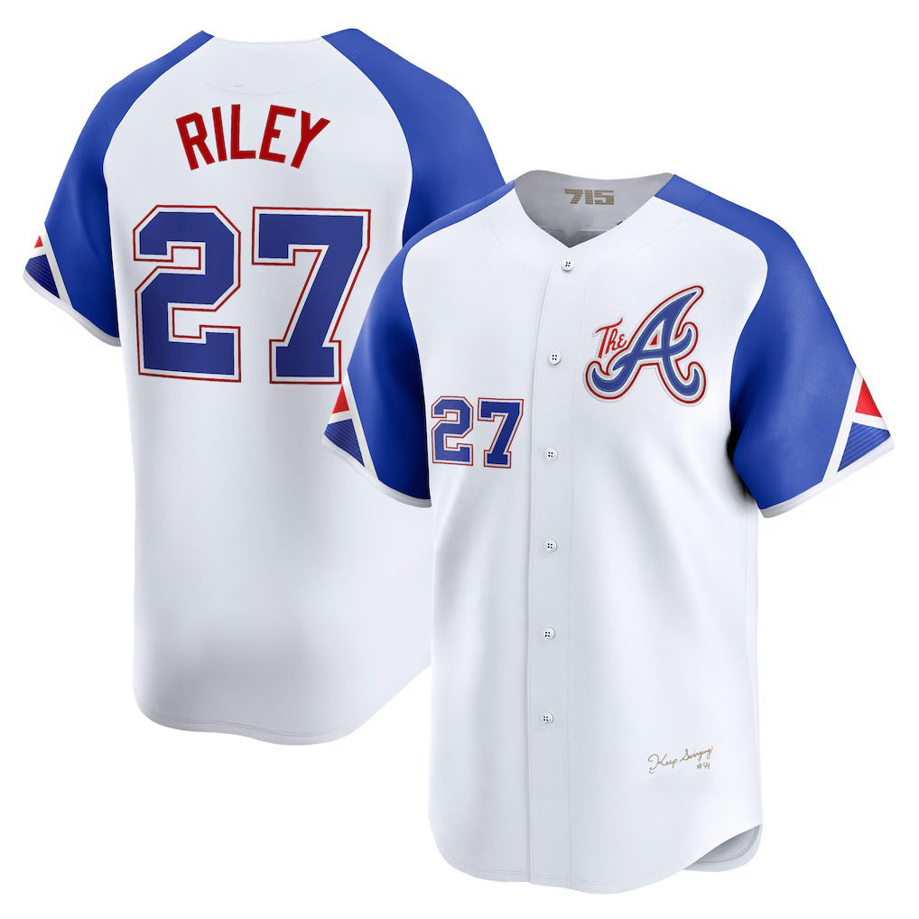 Atlanta Braves #27 Austin Riley White AmberGomez City Connect Limited Player Jersey