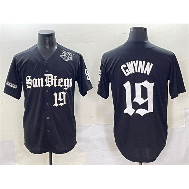 San Diego Padres #19 Tony Gwynn Black AmberGomez Gothic Edition Vapor Limited Stitched Jersey