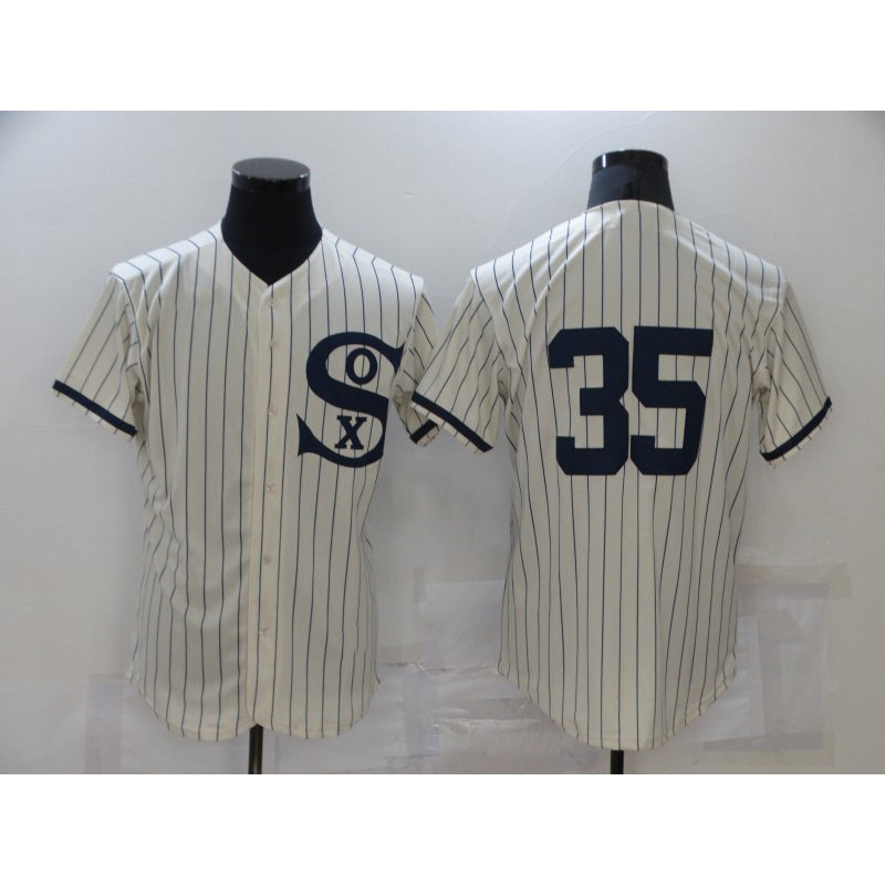 Chicago White Sox #35 Frank Thomas 2021 Cream Navy AmberGomez Field of Dreams Flex Base Stitched Jersey