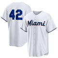 Miami Marlins #42 Jackie Robinson White AmberGomez Home 2025 Day Replica Jersey