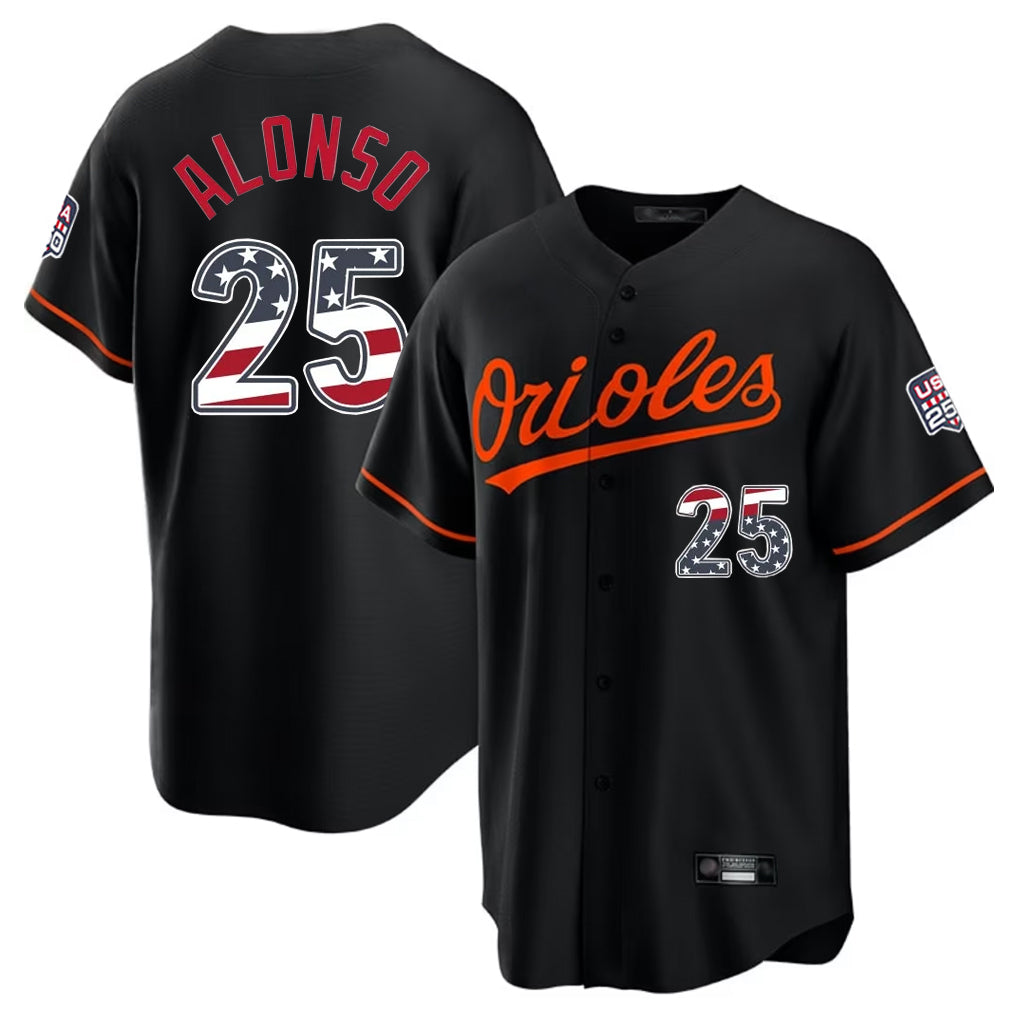 Baltimore Orioles #25 Pete Alonso Player Black AmberGomez USA 250 Fourth of July Home Game Stitched Jerseys