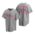Philadelphia Phillies #12 Kyle Schwarber Gray AmberGomez Cool Base Stitched Jersey