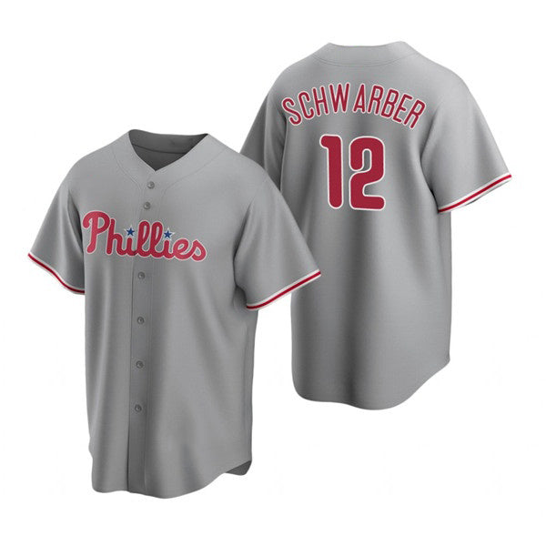 Philadelphia Phillies #12 Kyle Schwarber Gray AmberGomez Cool Base Stitched Jersey