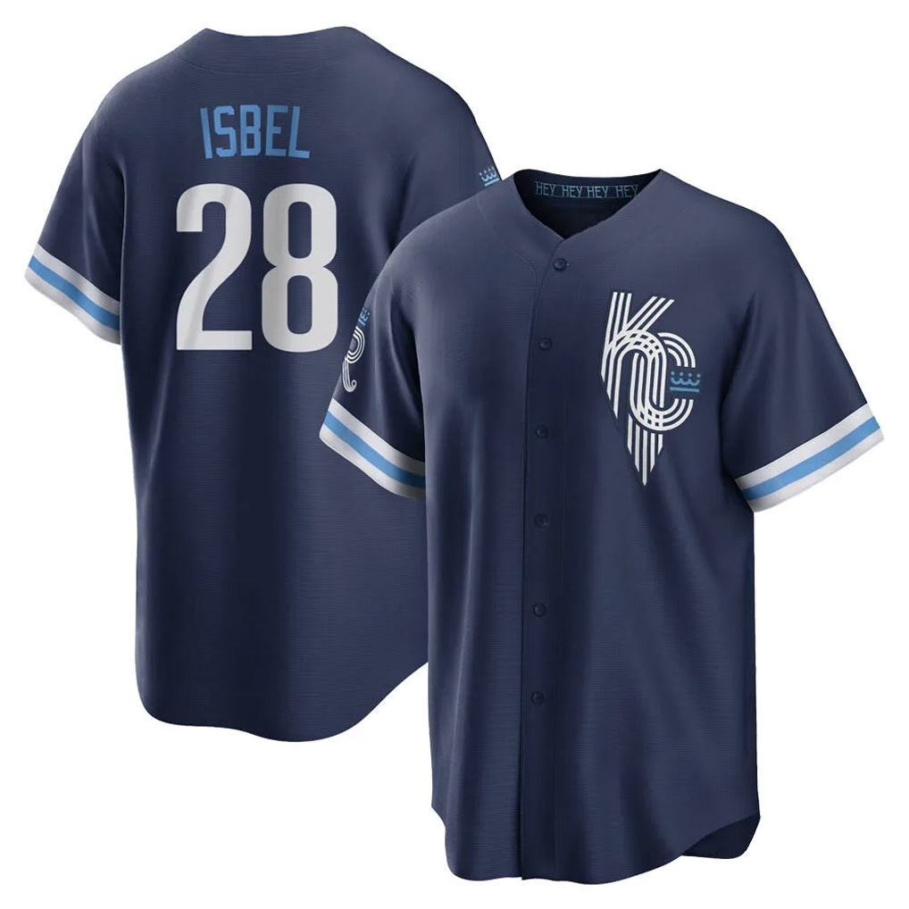 Kansas City Royals #28 Kyle Isbel Player Navy AmberGomez City Connect Home Game Stitched Jerseys