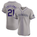 Colorado Rockies #21 Kyle Freeland Player Gray AmberGomez Limited Elite Home Stitched Jerseys