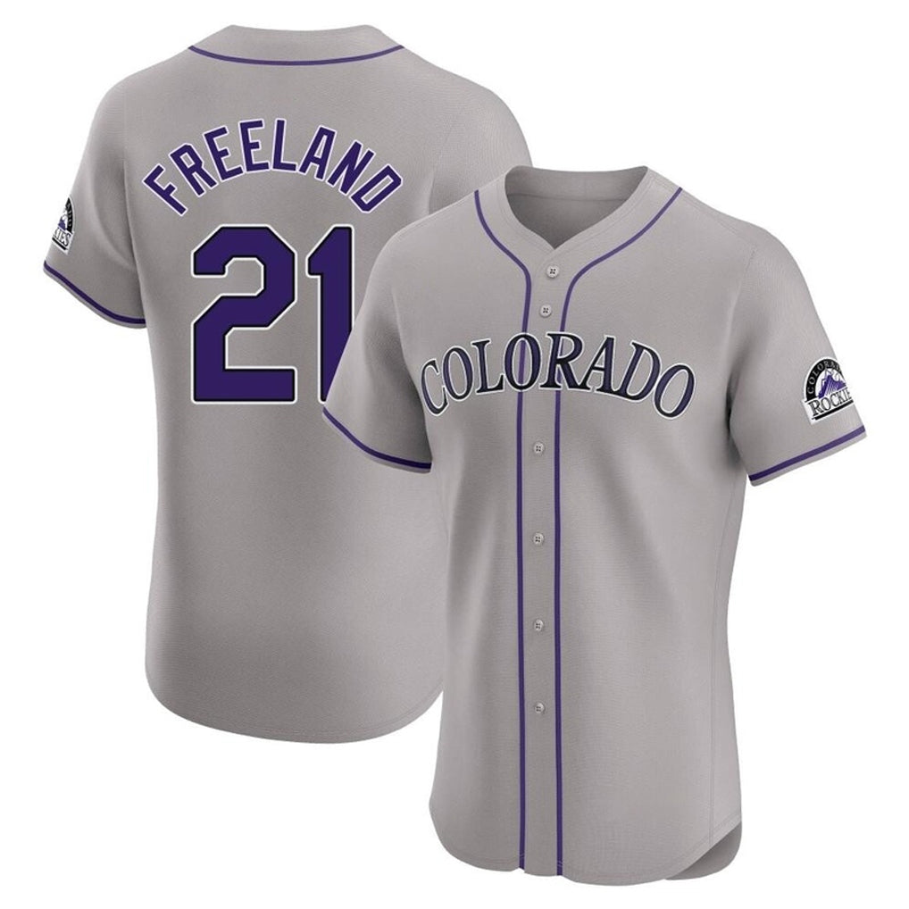 Colorado Rockies #21 Kyle Freeland Player Gray AmberGomez Limited Elite Home Stitched Jerseys