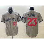Minnesota Twins #23 Royce Lewis Number 2023 Grey AmberGomez Home Team Cool Base Stitched Jerseys