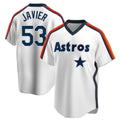 Houston Astros #53 Cristian Javier Player White AmberGomez Cooperstown Collection T-shirt Stitched Jerseys