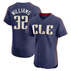Cleveland Guardians #32 Gavin Williams Player Navy AmberGomez City Connect Limited Elite Home Stitched Jerseys
