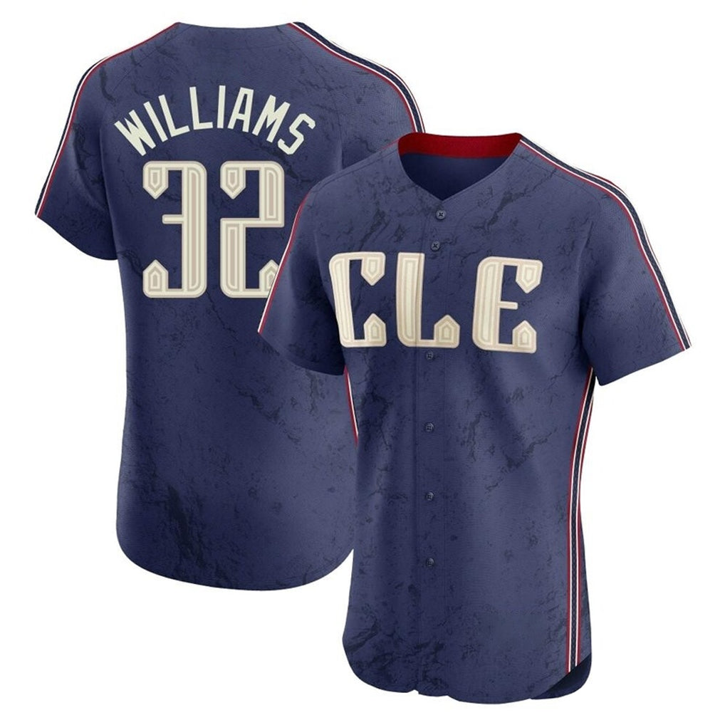 Cleveland Guardians #32 Gavin Williams Player Navy AmberGomez City Connect Limited Elite Home Stitched Jerseys