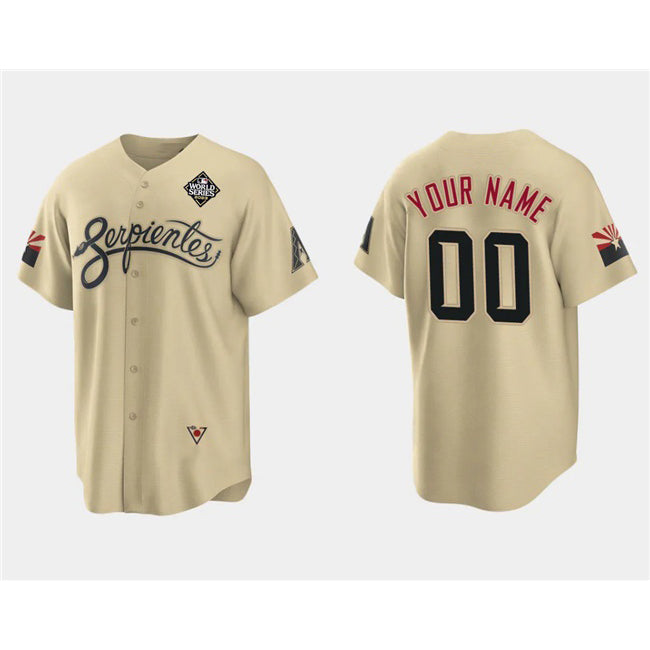 Custom Arizona Diamondbacks Active Player Gold AmberGomez 2023 World Series City Connect Cool Base Stitched Jersey