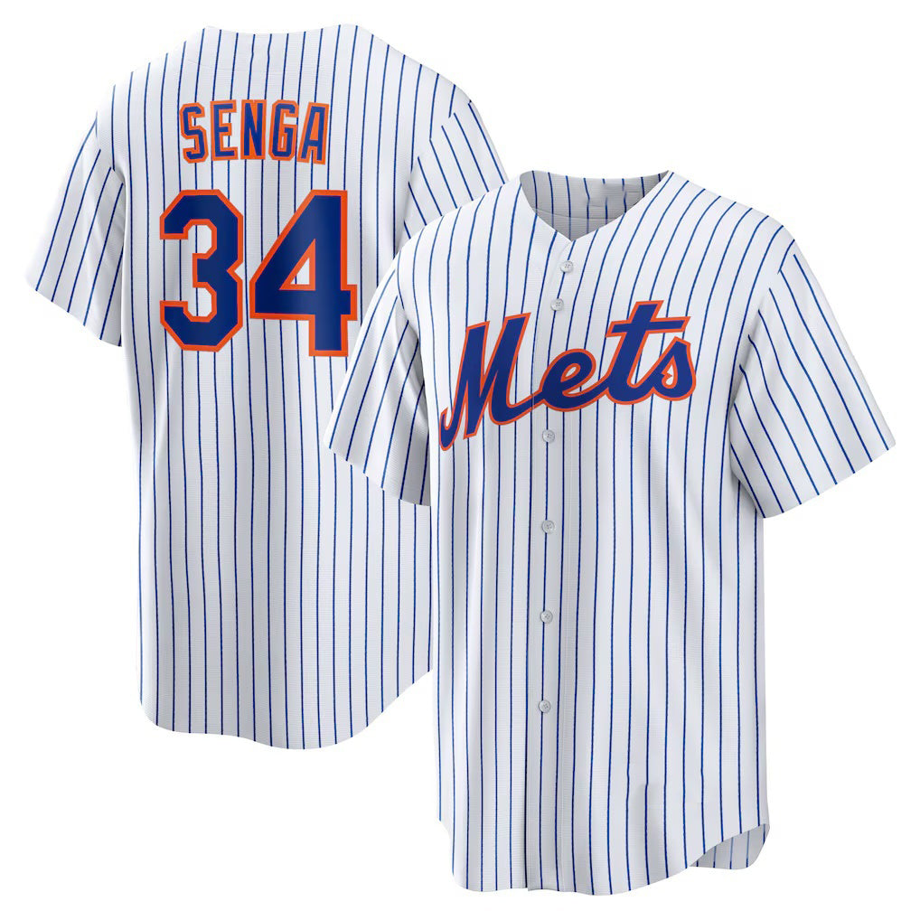 New York Mets #34 Kodai Senga White-Royal AmberGomez Home Replica Player Jersey