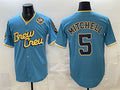 Milwaukee Brewers #5 Garrett Mitchell Powder Blue AmberGomez City Connect With Home & Bob Uecker Patch Limited Stitched Jersey