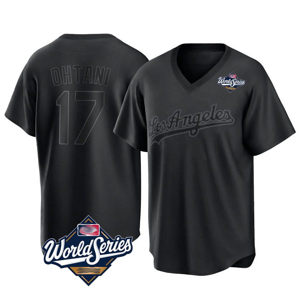 Los Angeles Dodgers #17 Shohei Ohtani Player Black AmberGomez World Series Pitch Fashion T-shirt Stitched Jerseys