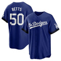 Los Angeles Dodgers #50 Mookie Betts Player Royal AmberGomez City Connect Home Game Stitched Jerseys