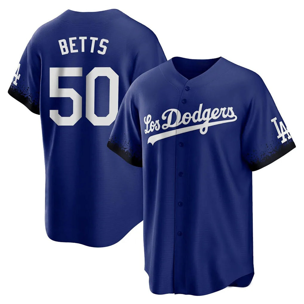 Los Angeles Dodgers #50 Mookie Betts Player Royal AmberGomez City Connect Home Game Stitched Jerseys