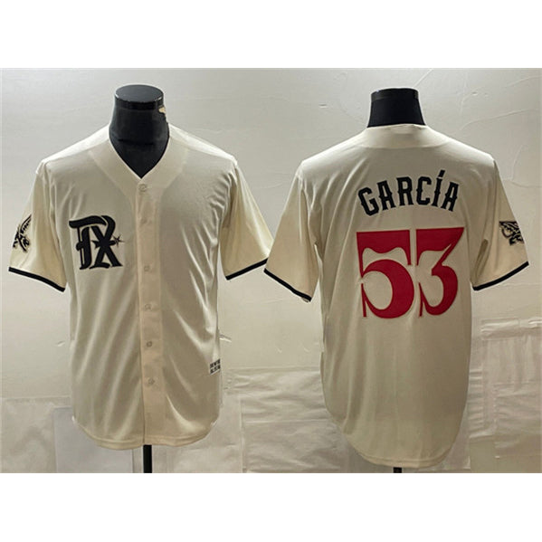 Texas Rangers #53 Adolis Garc¨ªa Cream AmberGomez City Connect Cool Base Stitched Jersey