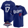 Los Angeles Dodgers #17 Shohei Ohtani Royal AmberGomez 2024 World Series Champions Alternate Limited Stitched Jersey