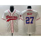 Atlanta Braves #27 Austin Riley White AmberGomez Cool Base With Patch Stitched Jersey 2