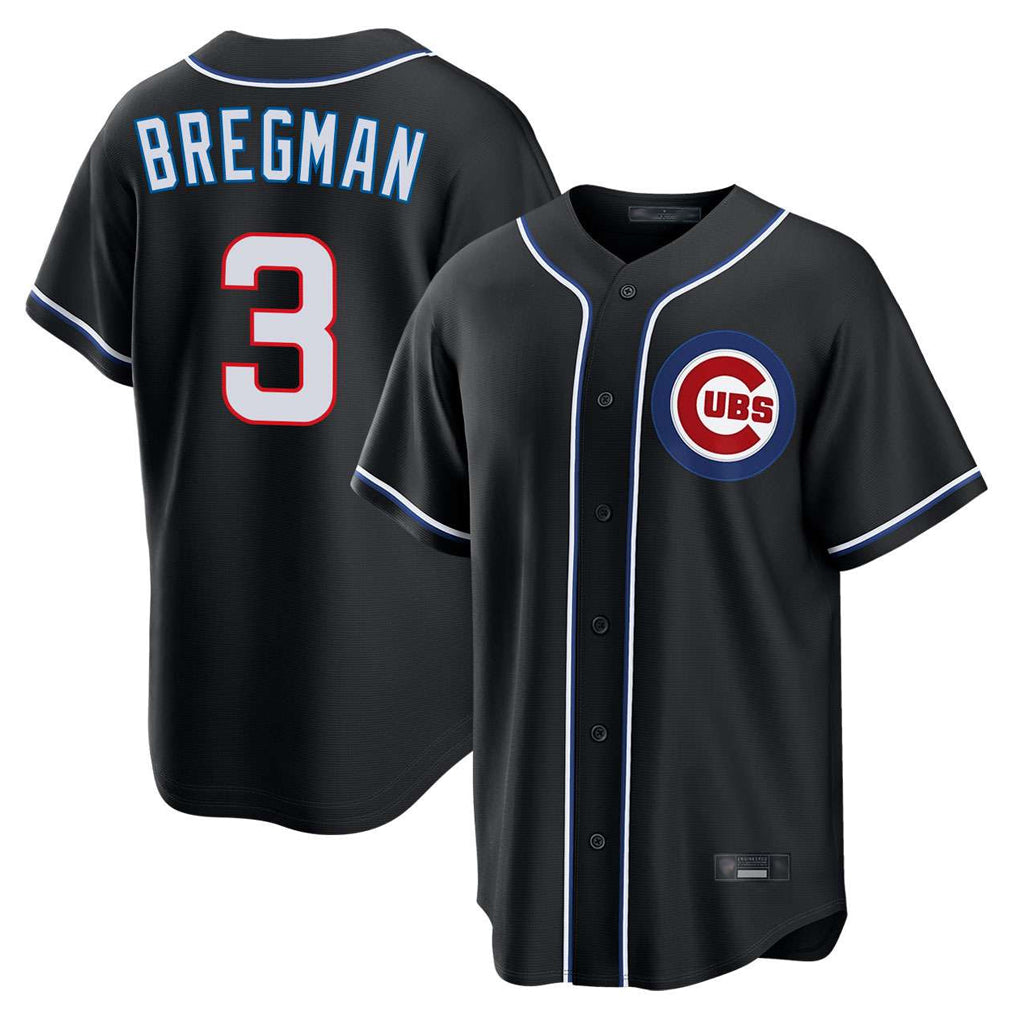 Chicago Cubs #3 Alex Bregman Player Black AmberGomez Fashion Out Game Stitched Jerseys