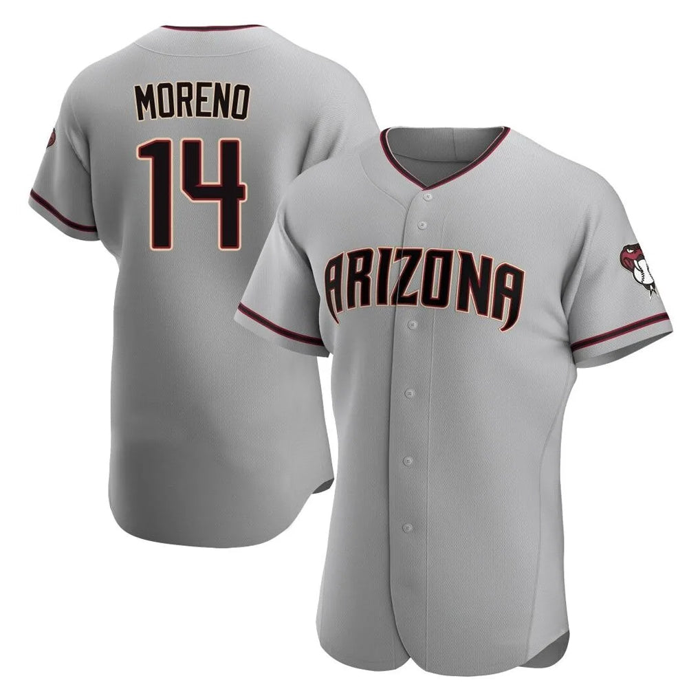 Arizona Diamondbacks #14 Gabriel Moreno Player Gray AmberGomez Road Limited Elite Home Game Stitched Jerseys