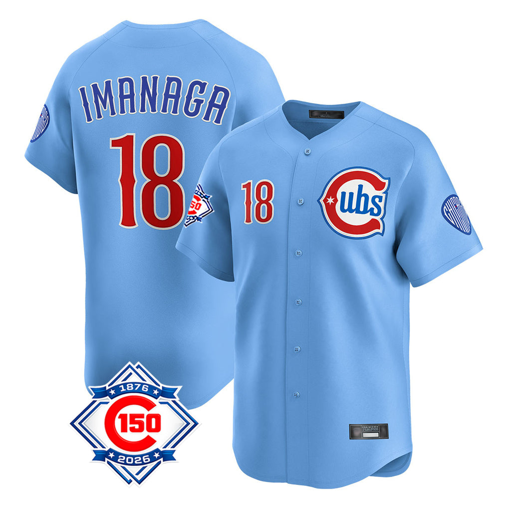 Chicago Cubs #18 Shota Imanaga Player Light Blue AmberGomez 150th Anniversary Limited Home Stitched Jerseys
