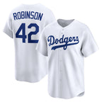 Los Angeles Dodgers #42 Jackie Robinson White AmberGomez Throwback Cooperstown Collection Limited Jersey