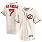 Chicago Cubs #7 Dansby Swanson Player Cream AmberGomez Field of Dreams Limited Home Game Stitched Jerseys