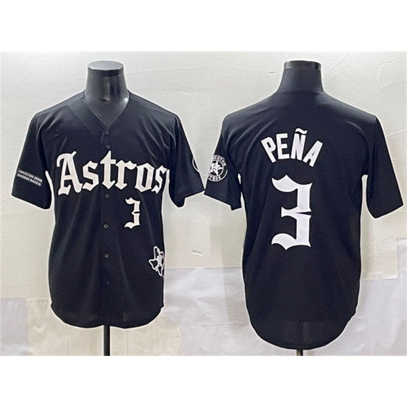 Houston Astros #3 Jeremy Pena Black AmberGomez Gothic 'Houston Born Barrio Raised' Limited Stitched Jersey