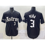 Houston Astros #3 Jeremy Pena Black AmberGomez Gothic 'Houston Born Barrio Raised' Limited Stitched Jersey