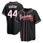 Atlanta Braves #44 Hank Aaron Player Black AmberGomez Fashion Out Game Stitched Jerseys