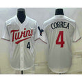 Minnesota Twins #4 Carlos Correa Number White Red AmberGomez Stitched Cool Base Jersey
