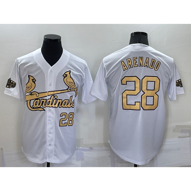 St. Louis Cardinals #28 Nolan Arenado Number White AmberGomez 2022 All Star Stitched Cool Base Jersey