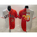 Houston Astros #30 Kyle Tucker White Orange AmberGomez Split Stitched Jerseys