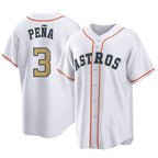 Houston Astros #3 Jeremy Pena Player Gold AmberGomez Collection Game Home Stitched Jerseys
