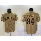 San Diego Padres #84 Dylan Cease Khaki AmberGomez Team Logo Stitched Cool Base Jersey