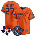 Houston Astros #27 Jose Altuve Player Orange AmberGomez City Connect Texas Patch Vapor Premier Limited Home Stitched Jerseys