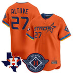 Houston Astros #27 Jose Altuve Player Orange AmberGomez City Connect Texas Patch Vapor Premier Limited Home Stitched Jerseys