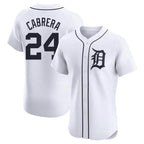 Detroit Tigers #24 Miguel Cabrera Player White AmberGomez Limited Elite Home Stitched Jerseys
