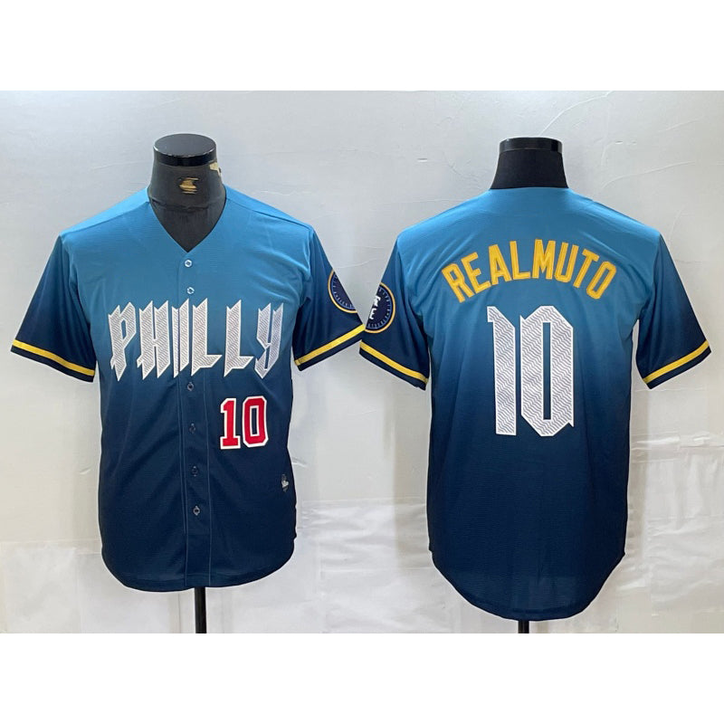 Philadelphia Phillies #10 JT Realmuto Number Blue AmberGomez 2024 City Connect Limited Stitched Jerseys