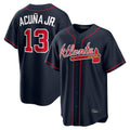 Atlanta Braves #13 Ronald Acuna Jr Player Navy AmberGomez Home Game Stitched Jerseys