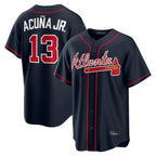 Atlanta Braves #13 Ronald Acuna Jr Player Navy AmberGomez Home Game Stitched Jerseys