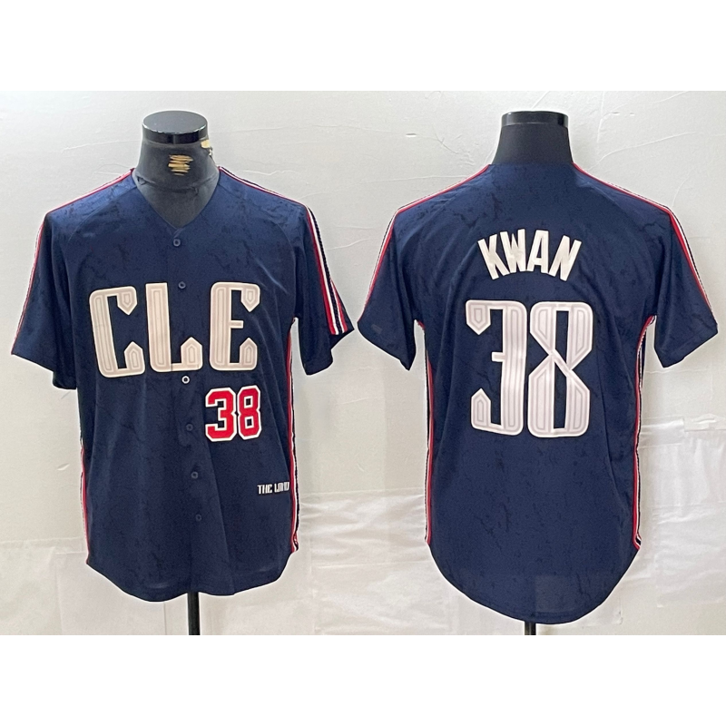 Cleveland Guardians #38 Steven Kwan Number Navy AmberGomez 2024 City Connect Limited Stitched Jersey
