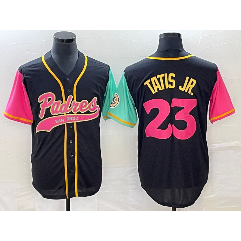 San Diego Padres #23 Fernando Tatis Jr Black AmberGomez NEW 2023 City Connect Cool Base Stitched Jersey 2