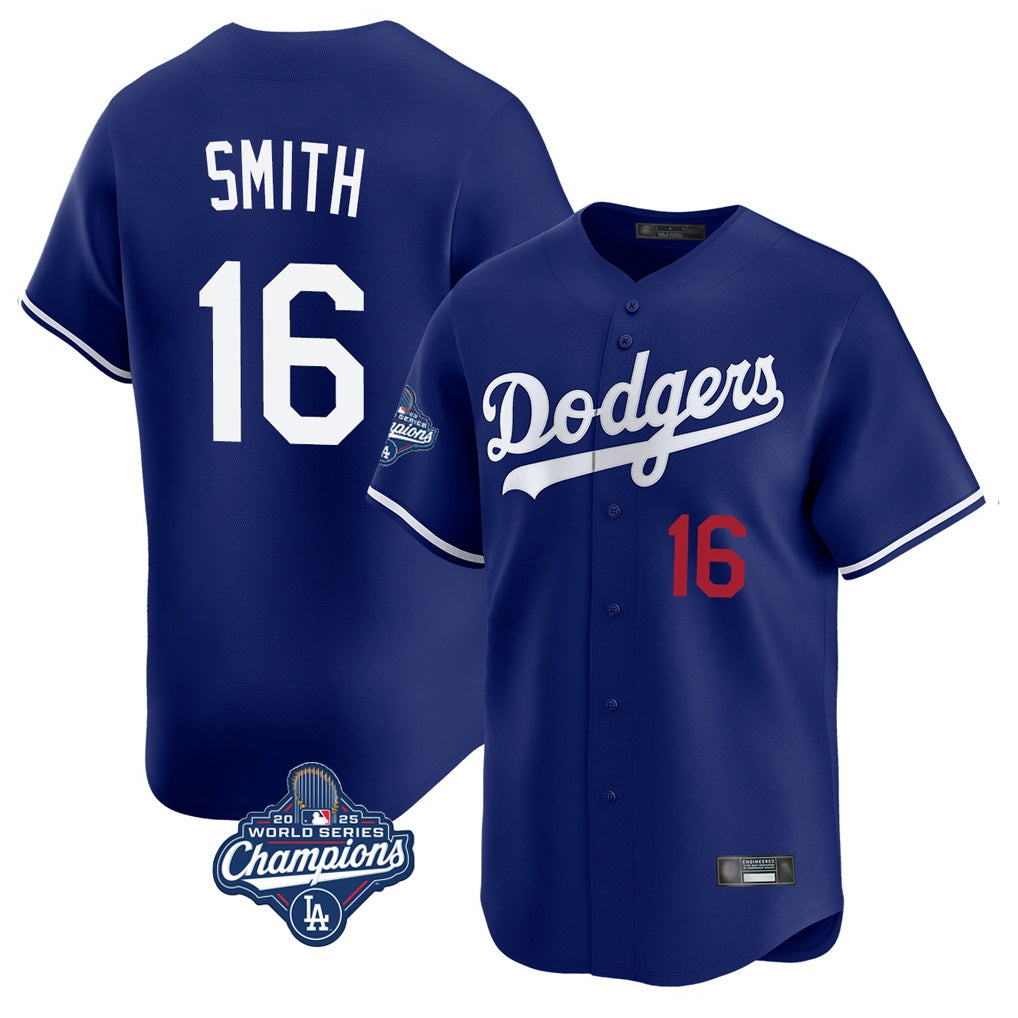 Los Angeles Dodgers #16 Will Smith Player Royal AmberGomez World Series Meet Limited Home Stitched Jerseys