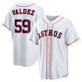 Houston Astros #59 Framber Valdez White AmberGomez Home Replica Jersey